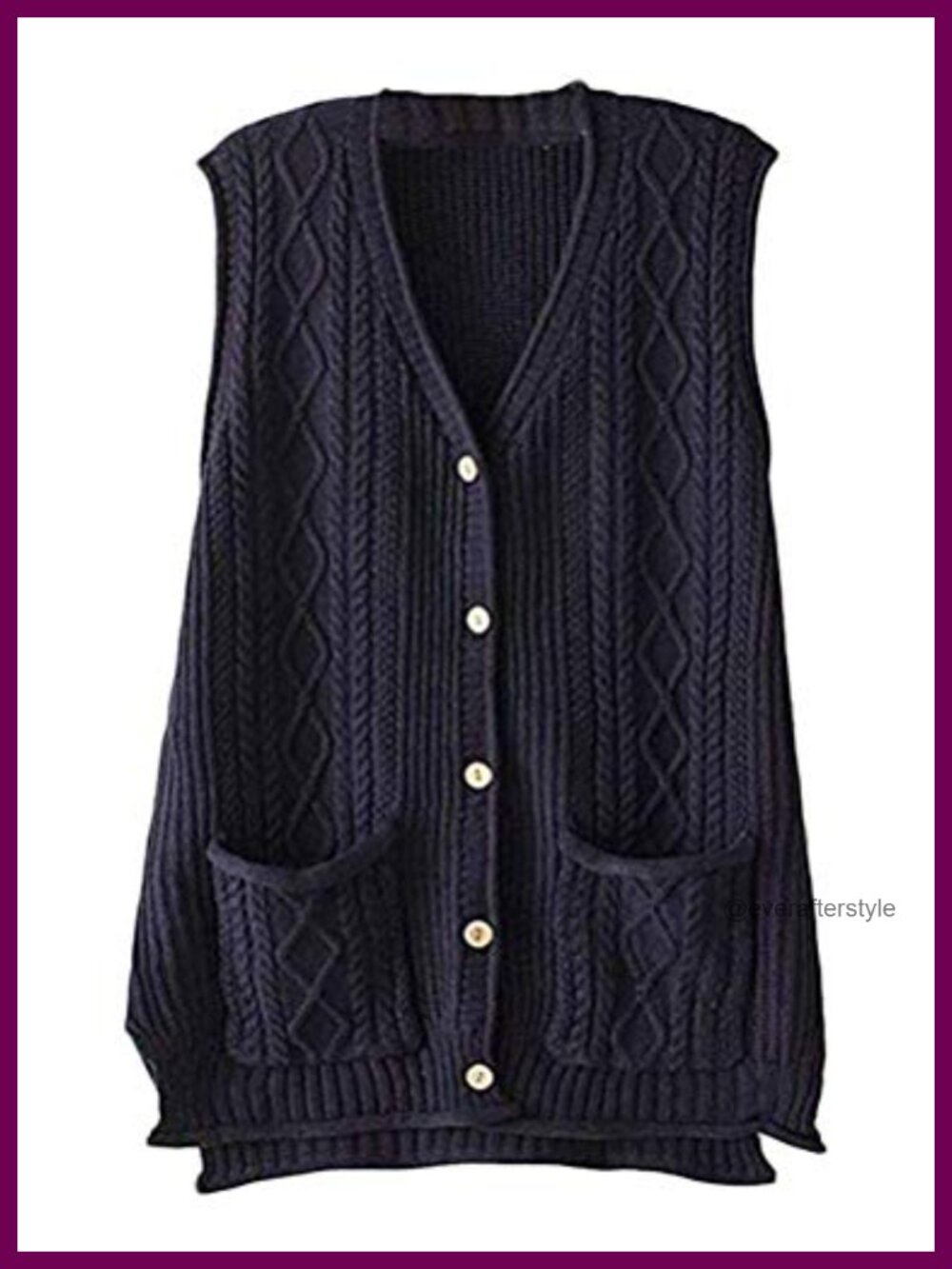 Women's Cable Knit Sweater Vest Button Down Sleeveless Cardigan